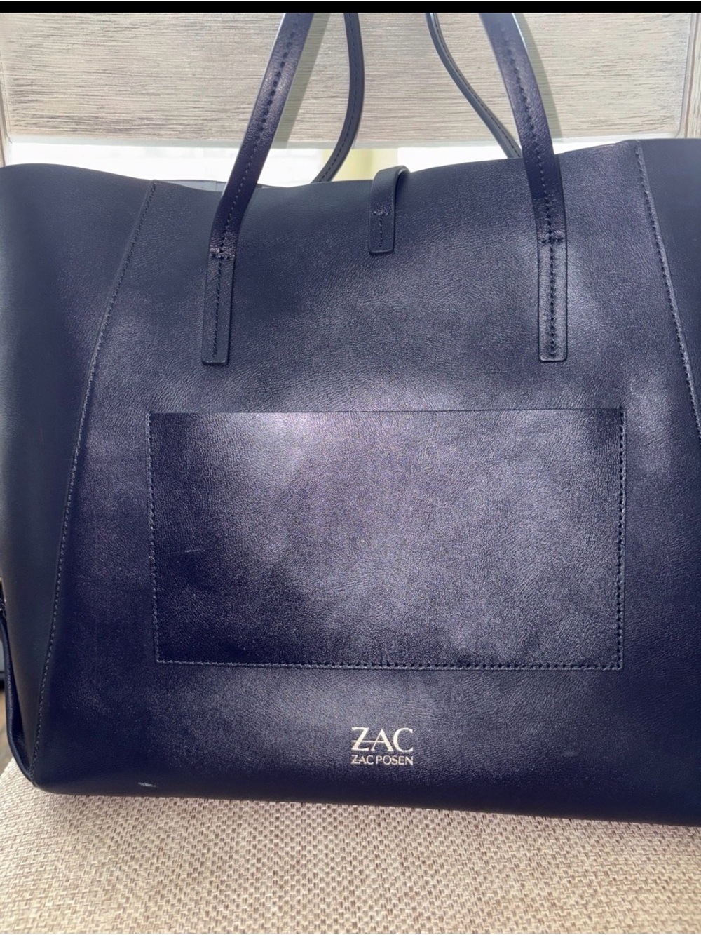 Zac Posen Navy Leather tote